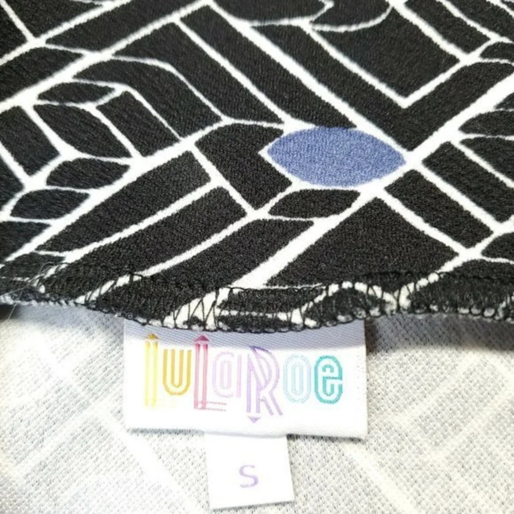 LuLaRoe Cassie Pencil Straight Skirt Black White Blue USA Pull On S Small‎
